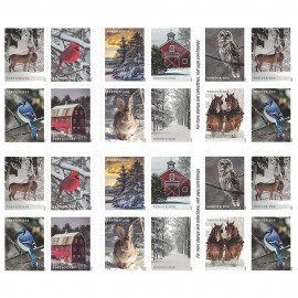 US Stamps Winter Scenes Booklet awareness vinyl for USPS First Class Envelope (5 sheets of 100 stamps)