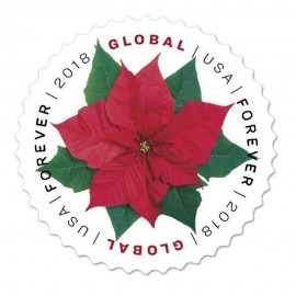 2018 Global Poinsettia Forever Stamps - Always Good for 1 Oz International First-Class Mail (5 sheets of 100 stamps)